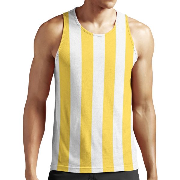 Yellow And White Vertical Stripes All-over-print Unisex Tank Top