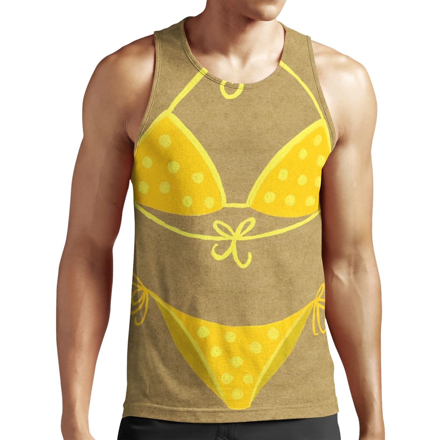 Yellow Polka Dot Bikini On Kraft All-over-print Unisex Tank Top