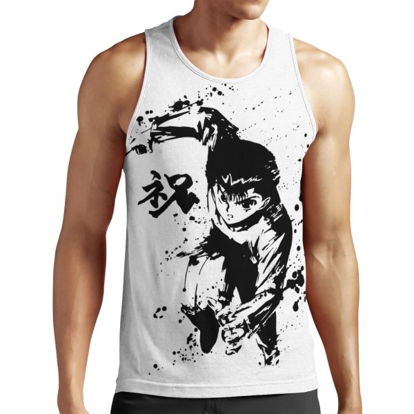 Yusuke Yusuke Urameshi Black Ink Drop All-over-print Unisex Tank Top