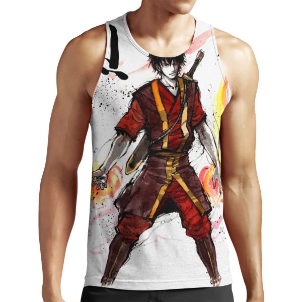 Zuko From Avatar With Sumi Ink And Watercolor All-over-print Unisex Tank Top