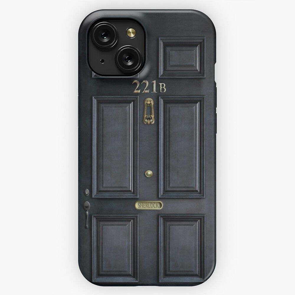 221B Baker Street Black Wood Door iPhone 15 Slim Phone Case Cover