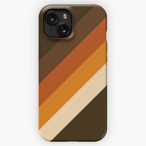 70S Pattern Orange And Brown Diagonal Lines iPhone 15 Slim Phone Case Cover
