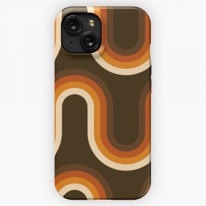70S Pattern Orange And Brown Waves iPhone 15 Slim Phone Case Cover