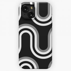 70S Pattern Waves Black And White iPhone 15 Slim Phone Case Cover