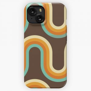 70S Pattern Waves Brown Orange Teal Tones Pattern iPhone 15 Slim Phone Case Cover
