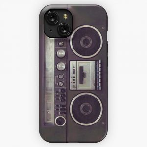 80S Retro Boombox Cassette Player iPhone 15 Slim Phone Case Cover