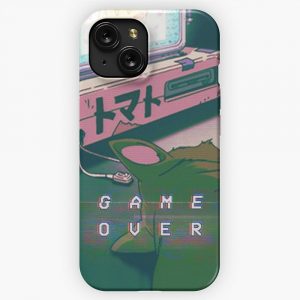 90S Anime Cat Game Over Vaperwave Grunge Pixel Kawaii iPhone 15 Slim Phone Case Cover