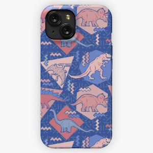 90S Dinosaur Pattern Rose Quartz And Serenity Version iPhone 15 Slim Phone Case Cover