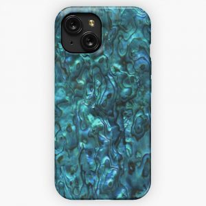 Abalone Shell Paua Shell Seashell Patterns Sea Shells Cyan Blue Tint iPhone 15 Slim Phone Case Cover