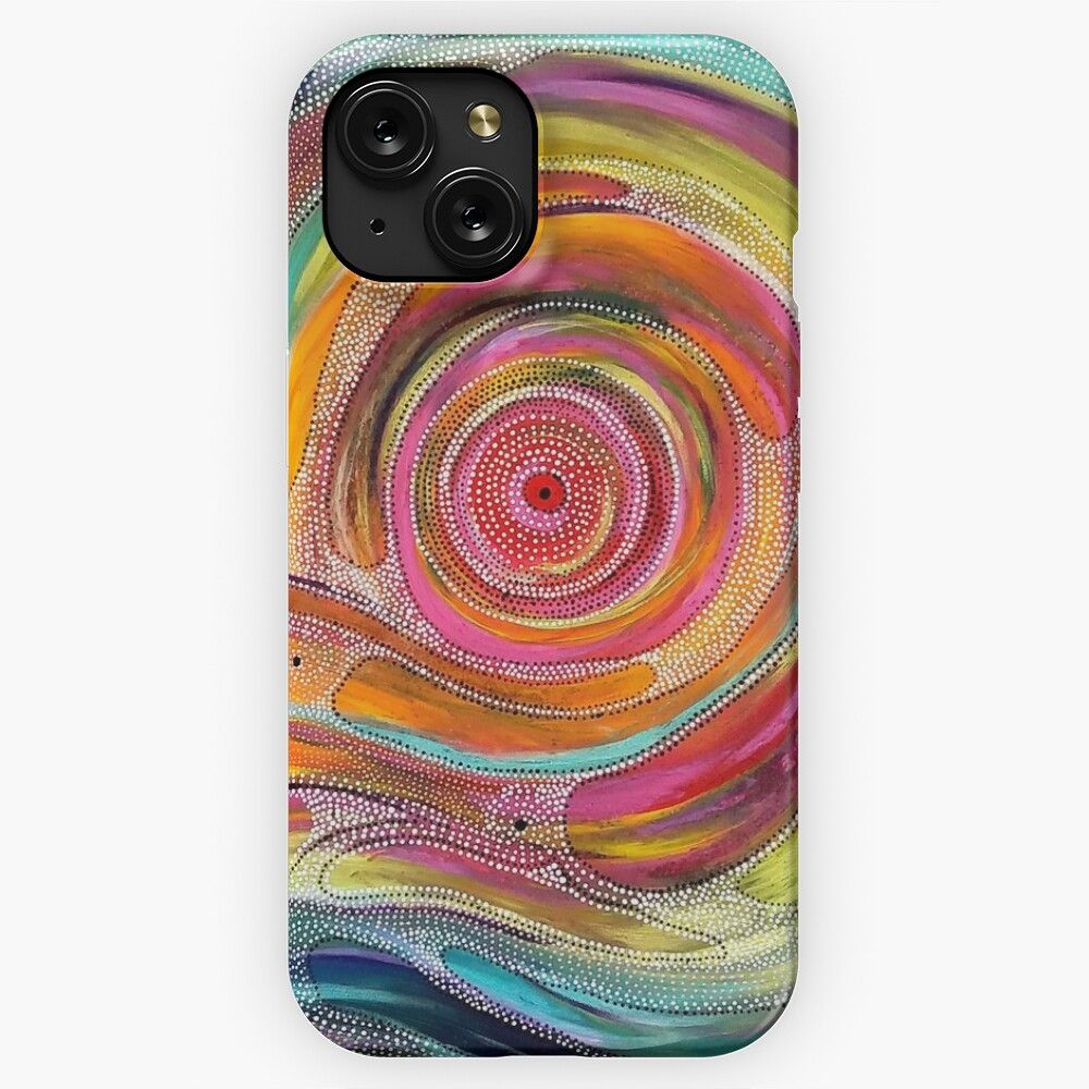 Aboriginal Art Abstract Painting Around A Multicolored Circle iPhone 15 Slim Phone Case Cover