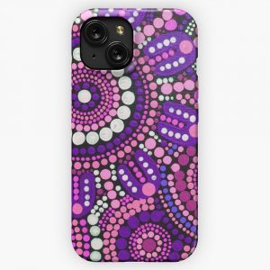Aboriginal Art Pink Pattern Family Gathering iPhone 15 Slim Phone Case Cover