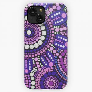 Aboriginal Art Purple Pattern Family Gathering iPhone 15 Slim Phone Case Cover