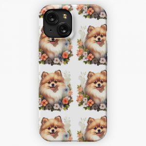 Adorable Spic Dog Between Flowers iPhone 15 Slim Phone Case Cover
