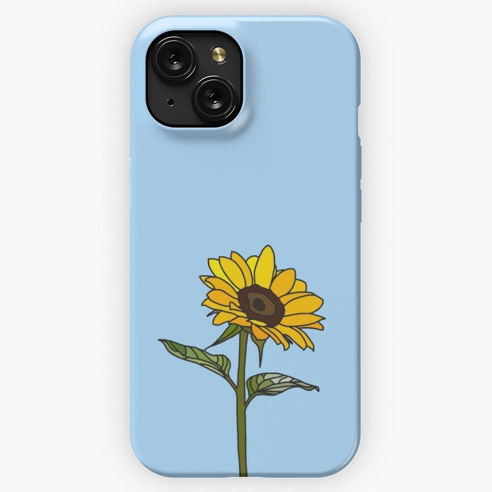 Aesthetic Sunflower On Light Blue iPhone 15 Slim Phone Case Cover
