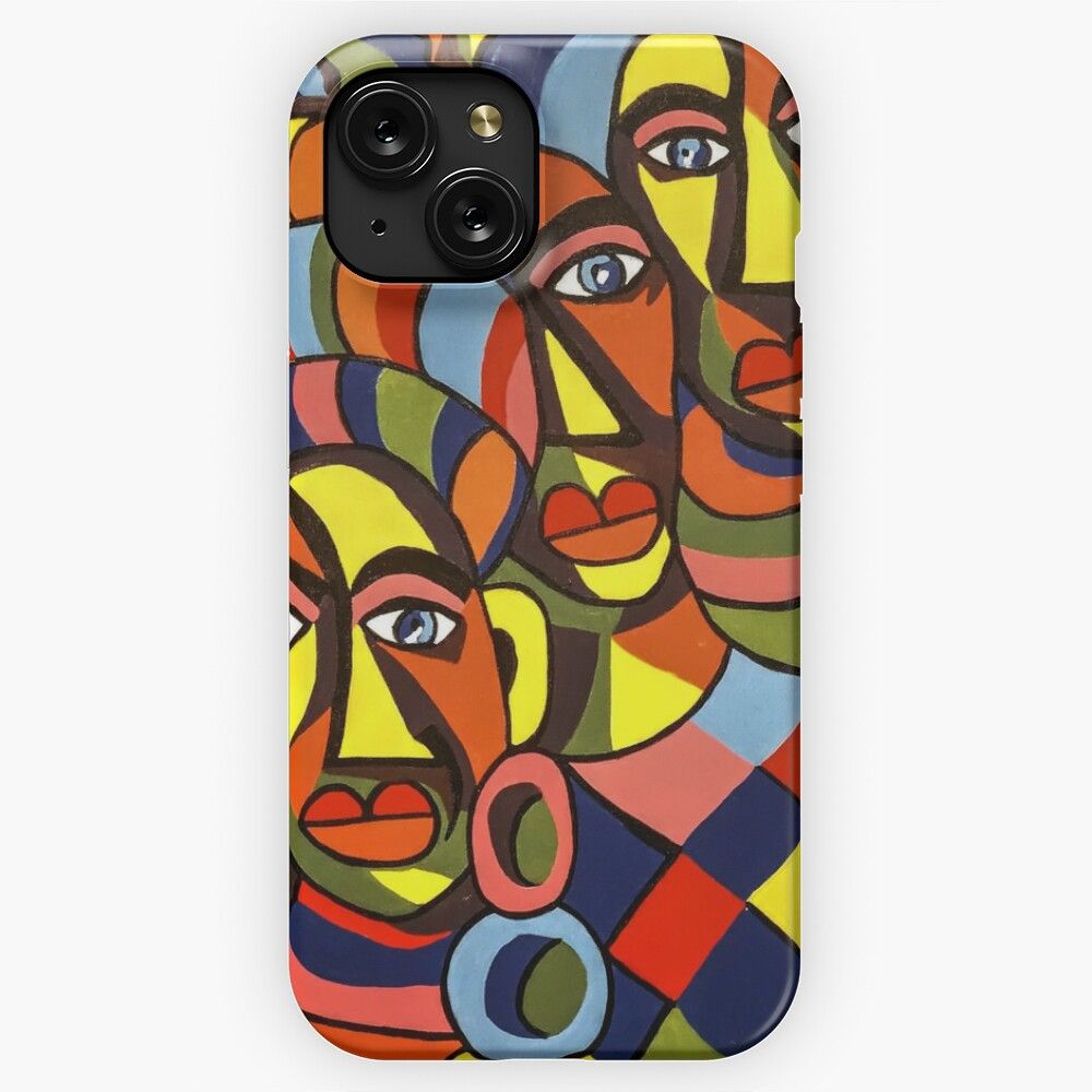 African Art Abstract Faces iPhone 15 Slim Phone Case Cover