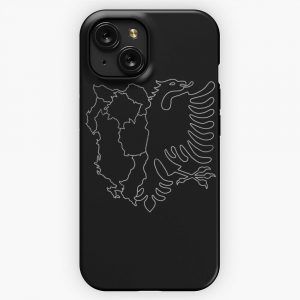 Albanian Eagle Flag Map Black iPhone 15 Slim Phone Case Cover