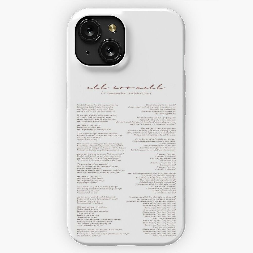 All Too Well 10 Minute Version Lyric iPhone 15 Slim Phone Case Cover