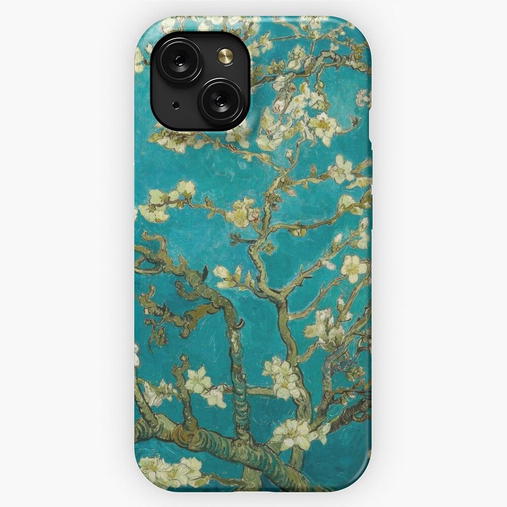 Almond Blossom 1890 By Vincent Van Gogh Remastered Turquoise Floral Spring iPhone 15 Slim Phone Case Cover