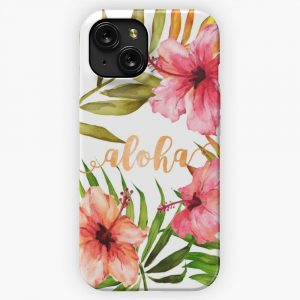 Aloha Tropical Hawaiian Floral Watercolor iPhone 15 Slim Phone Case Cover