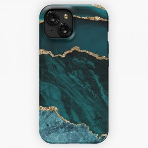 Amazing Blue And Teal Faux Malachite Marble iPhone 15 Slim Phone Case Cover
