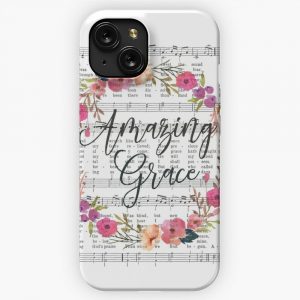 Amazing Grace Hymn With Floral Wreath iPhone 15 Slim Phone Case Cover