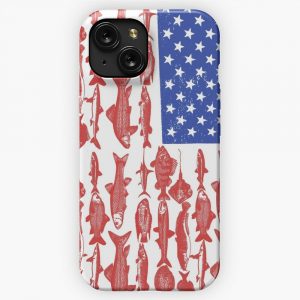 American Flag Fishing Design iPhone 15 Slim Phone Case Cover