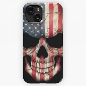 American Flag Skull iPhone 15 Slim Phone Case Cover