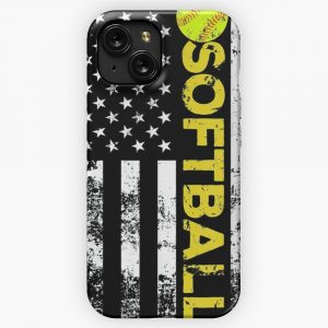 American Flag Softball Team Gift Softball American American Flag American Flag Softball iPhone 15 Slim Phone Case Cover
