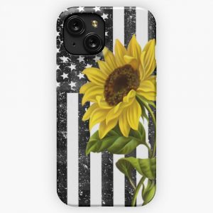 American Flag With Sunflower iPhone 15 Slim Phone Case Cover