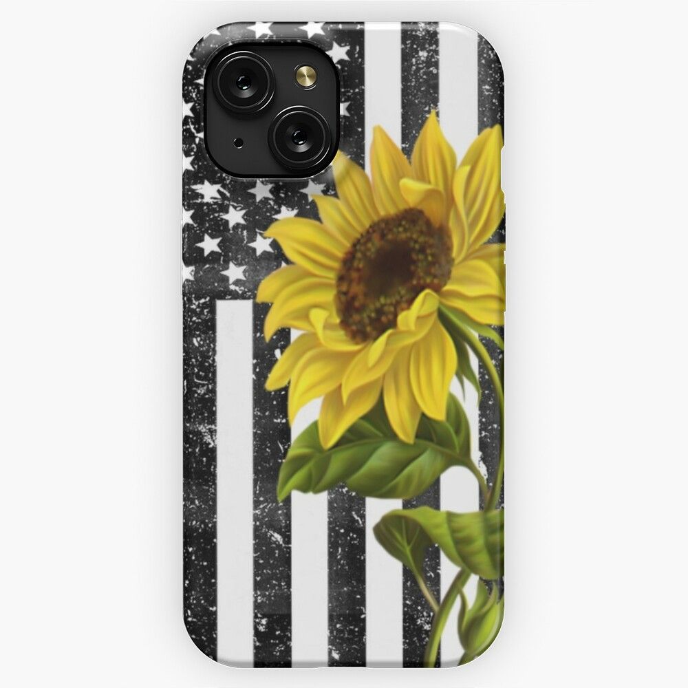 American Flag With Sunflower iPhone 15 Slim Phone Case Cover