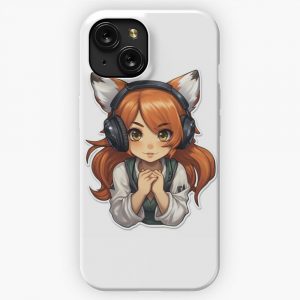 Anime Fox Gamer Girl Sticker 2 iPhone 15 Slim Phone Case Cover