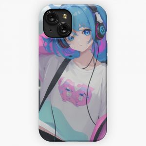 Anime Girl With Headphones iPhone 15 Slim Phone Case Cover