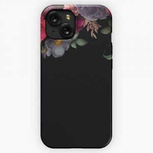 Antique Botanical Night Watercolor Roses On Black Botanical Night Garden iPhone 15 Slim Phone Case Cover