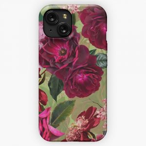 Antique Green Botanical Flower Rose Botanical Garden iPhone 15 Slim Phone Case Cover