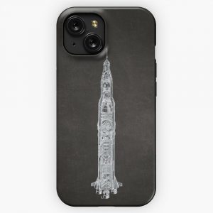 Apollo Saturn V Blueprint In High Resolution Black iPhone 15 Slim Phone Case Cover