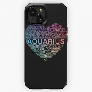 Aquarius Heart Birthday Astrology Zodiac Sign Women Men Shirt iPhone 15 Slim Phone Case Cover