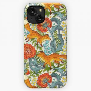 Art Nouveau Foxes iPhone 15 Slim Phone Case Cover