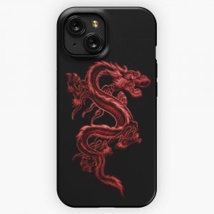 Asian Red Dragon Pattern iPhone 15 Slim Phone Case Cover