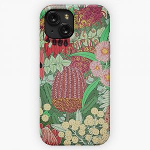 Australian Natives Botanical Pattern iPhone 15 Slim Phone Case Cover