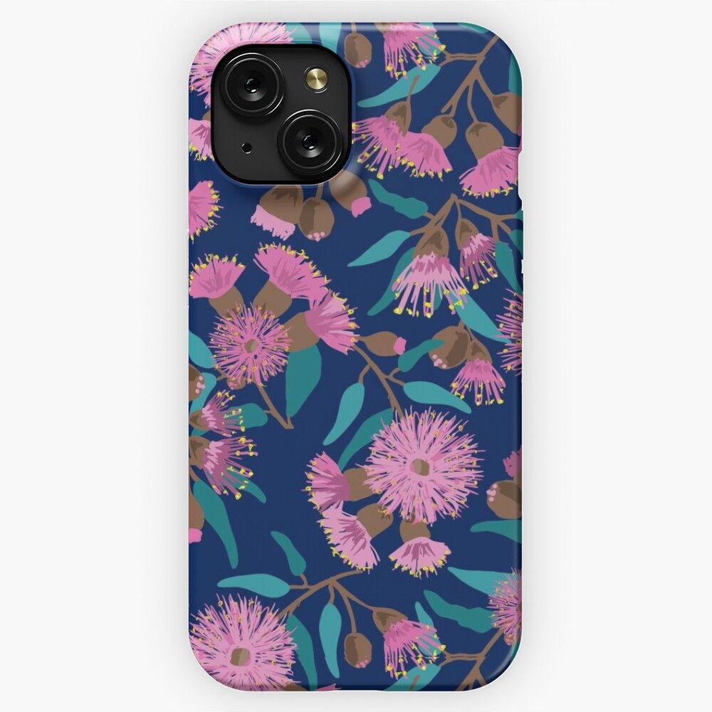 Australian Pink Flowering Gum Pattern iPhone 15 Slim Phone Case Cover