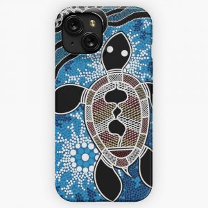 Authentic Aboriginal Art Sea Turtles iPhone 15 Slim Phone Case Cover