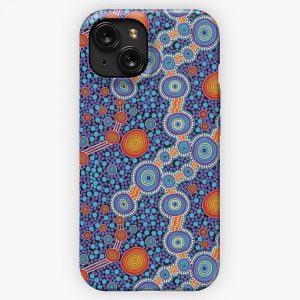 Authentic Aboriginal Art The Journey Blue iPhone 15 Slim Phone Case Cover