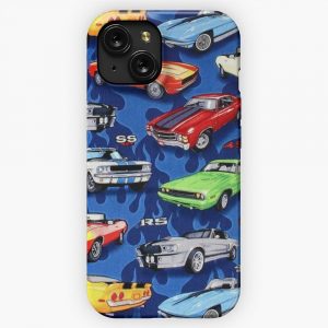 Auto Sports Muscle Cars Pattern iPhone 15 Slim Phone Case Cover