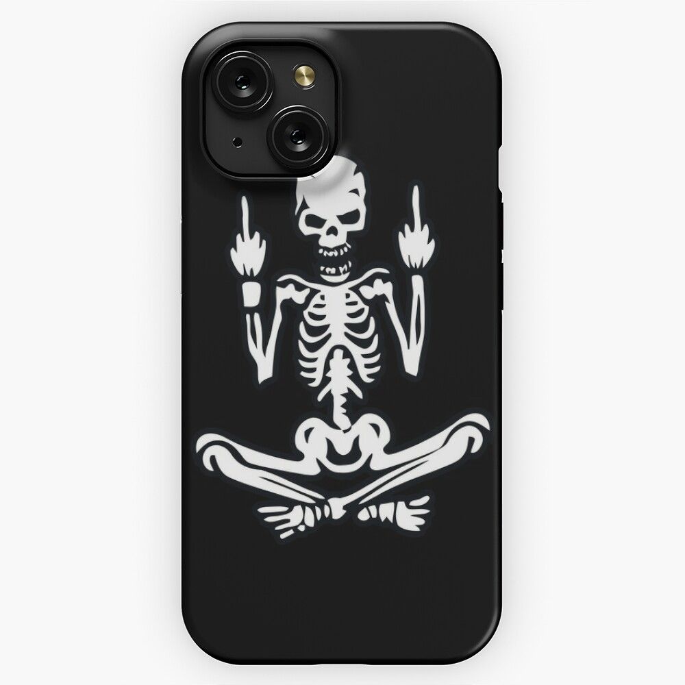 Awesome Middle Finger Skull iPhone 15 Slim Phone Case Cover