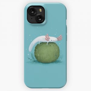 Axolotl On A Mossball iPhone 15 Slim Phone Case Cover