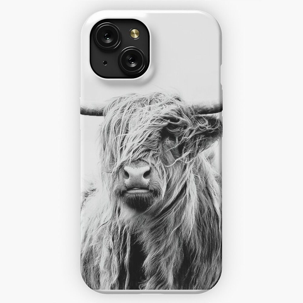 B W Highland Cow iPhone 15 Slim Phone Case Cover