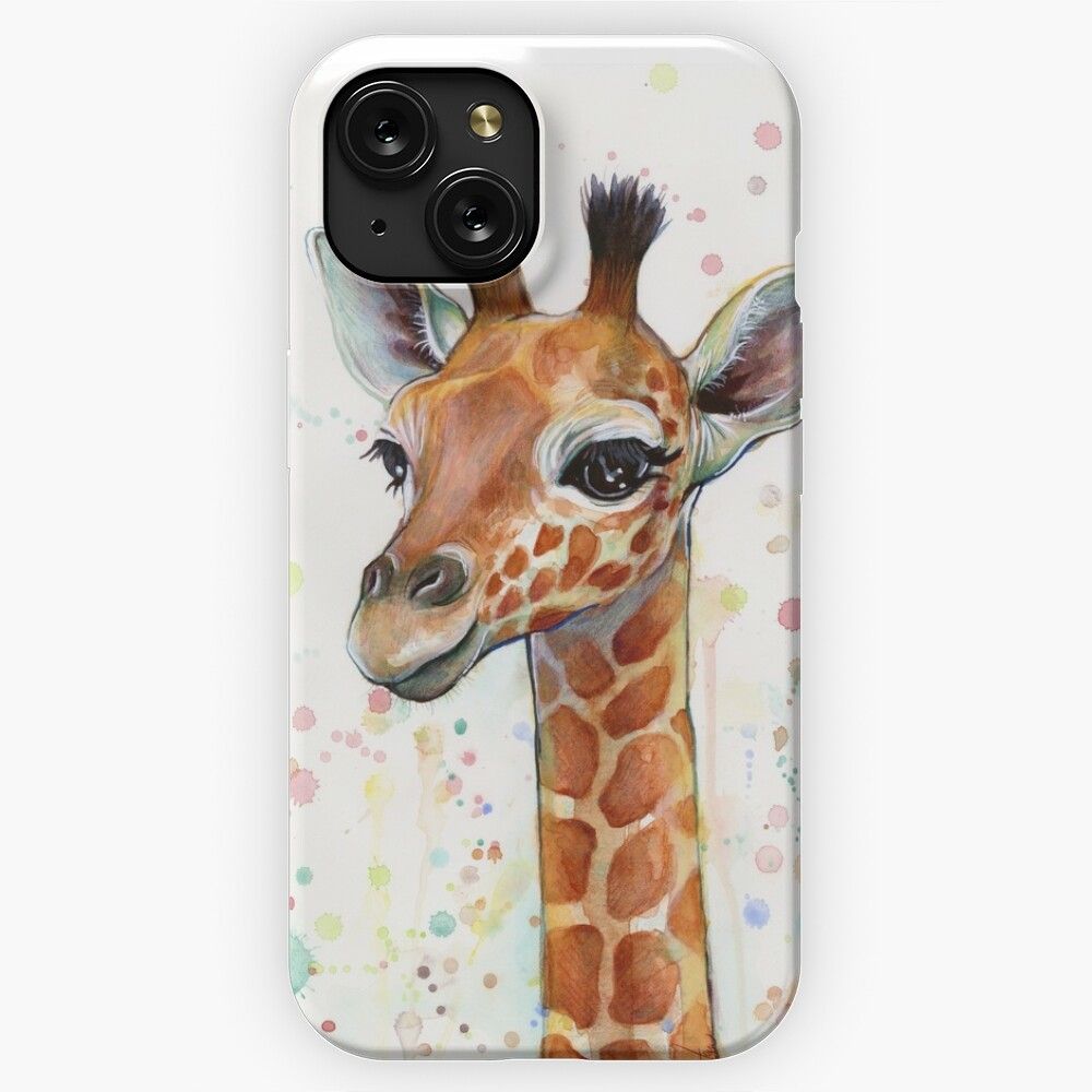 Baby Giraffe Watercolor Painting Nursery Art iPhone 15 Slim Phone Case Cover