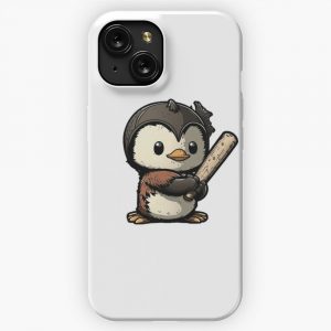 Baby Penguin Holding A Baseball Bat iPhone 15 Slim Phone Case Cover