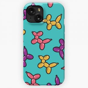 Balloon Animal Dogs Pattern In Blue iPhone 15 Slim Phone Case Cover