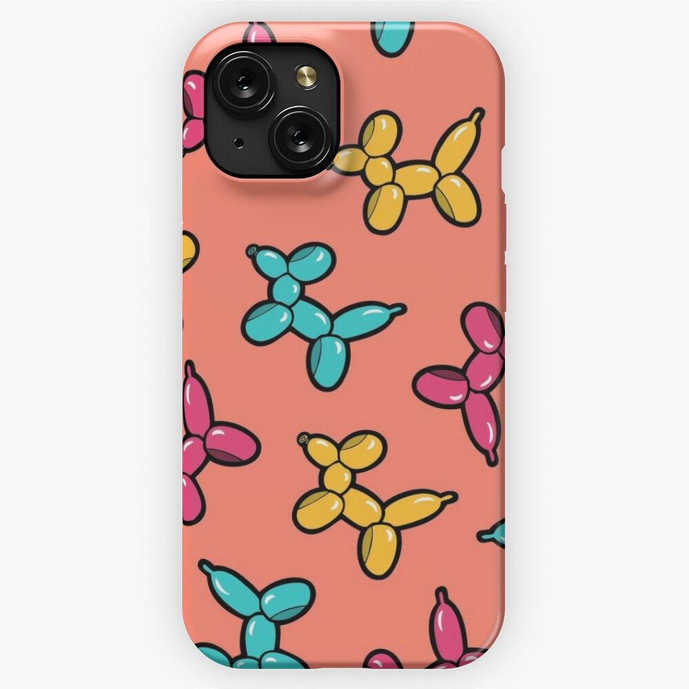 Balloon Animal Dogs Pattern In Coral iPhone 15 Slim Phone Case Cover
